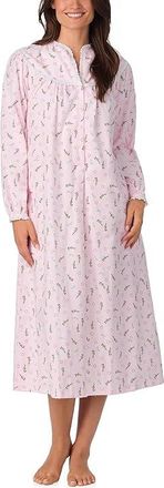 Lanz of Salzburg Classic 50 Open Neck Gown Womens Pajama Pink Candy Canes : SM, Cotton