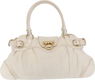 Ferragamo Gancini Handbag Leather White Leather Handbag (Pre-Owned)