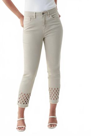 Joseph Ribkoff Larisa Lattice Sparkle Crop Jean In Tan