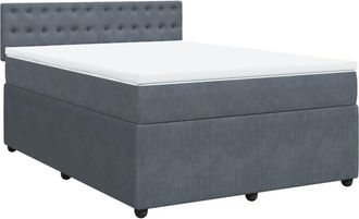 vidaXL Cama Box Spring Con Colch&oacute;n Terciopelo Gris Oscuro 140x190 Cm Vidaxl