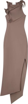 Coperni Brown Asymmetrical Rosette Fitted Midi Dress