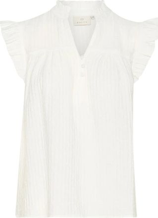 Kaffe Vrouwelijke Blouse met Ruches Mouwen - Dames - Blouses - Wit - M - Nylon - Overhemden