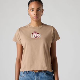 Levi's Graphic Boxy Tee - Womens - XS - Beige / Single Rose Serif Logo Amphora