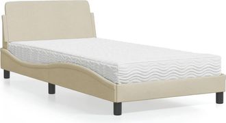 vidaXL Cama Con Colch&oacute;n Tela Color Crema 100x200 Cm Vidaxl