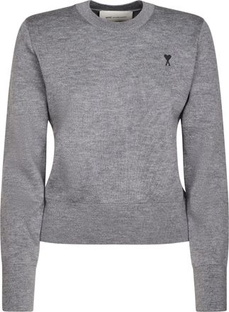Ami Crewneck Sweater with Fitted Silhouette and Heart Logo