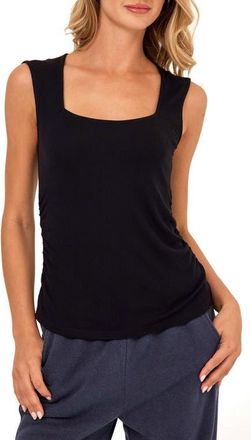 Threads 4 Thought Brynlee Square Neck Feather Rib Tank in Black at Nordstrom, Size Xx-Large