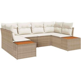 vidaXL Vidaxl - Conjunto De Sof&aacute; De Jard&iacute;n Con Coj&iacute;n 6 Pcs Beige Y Crema