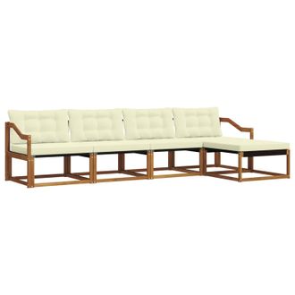 vidaXL Conjunto De Sof&aacute;s De Exterior Con Coj&iacute;n 5 Pcs Natural Y Crema Vidaxl