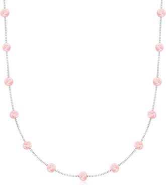 Ross-Simons 6-6.5mm Pink Cultured Pearl Station Necklace in Sterling Silver