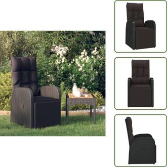 vidaXL The Living Store Sedia da Giardino Reclinabile con Cuscino in Polyrattan Nero - Poltrona da esterno