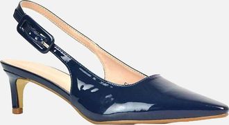 XY London Womens XY London Womens/Ladies Kelly Sling Back Low Kitten Heel Court Shoes - Navy - Size: 6