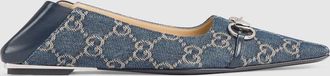 Gucci Womens Vittoria Ballerina, Blue, Fabric