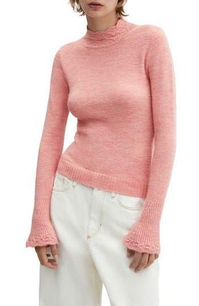 Mango Mock Neck Flare Cuff Sweater in Pink at Nordstrom Rack, Size X-Small