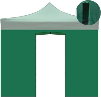 Evergreen Telo Lateral Verde Impermeable Con Puerta Enrollable Para Gazebo Plegable 3x3m