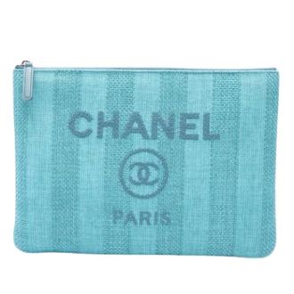 Chanel Pre-owned Deauville O Case Clutch - Dames - Pre-owned - Blauw - Maat: ONE Size Tweed