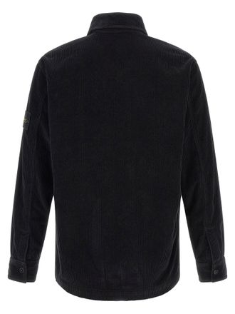 Stone Island Garment-Dyed Cotton Corduroy Overshirt - Black
