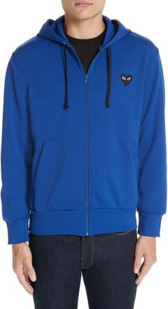 Comme Des Gar&ccedil;ons Big Black Heart Zip Hoodie in Navy at Nordstrom, Size Small