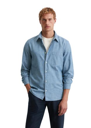 Marc O'Polo Langarmhemd MARC OPOLO, Herren, Gr. L, N-Gr, bunt (multi, indigo washed), Web, Obermaterial: 100% Baumwolle, Hemden Langarmhemd, k&ouml;rpernahe Form, leic