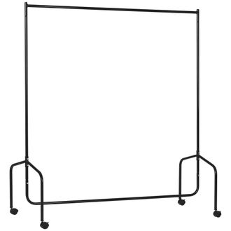 HOMCOM Burro Para Ropa Con Ruedas Perchero Burro Para Ropa Met&aacute;lico Para Entrada Pasillo Dormitorio 150x60x170 Cm Negro