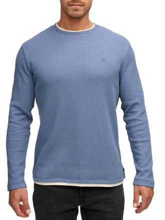 Indicode Langarmshirt INDICODE INSigfinn, Herren, Gr. XL, china blau, Single Jersey, Obermaterial: 60% Baumwolle, 40% Polyester, unifarben, regular fit normal,
