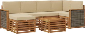 vidaXL Conjunto De Sof&aacute;s De Exterior 6 Uds. Natural Vidaxl