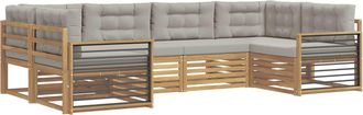 vidaXL Conjunto De Sof&aacute;s De Exterior 6 Uds. Blanco Y Gris Claro Vidaxl