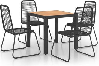 vidaXL Set De Comedor De Jard&iacute;n De 5 Piezas Pvc Rat&aacute;n Negro Y Marr&oacute;n Vidaxl