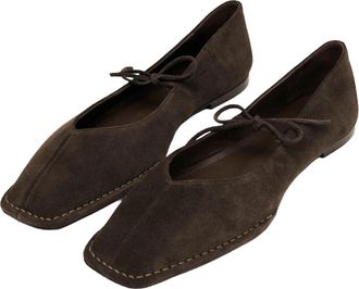 Alohas Womens Ballet Flats Sway Suede Coffee Brown Upper