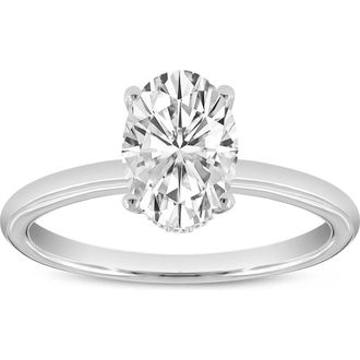 LuvMyJewelry Anastasia 14K Gold Oval Cut Solitaire Hidden Halo Ring - 1.55 Ct in 14K White Gold at Nordstrom, Size 6.5