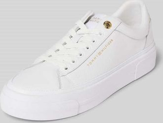 Tommy Hilfiger Low Top Sneaker aus echtem Rindsleder in Weiss, Größe 36