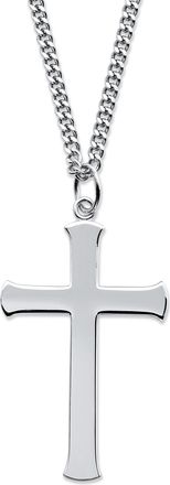 Palm Beach Jewelry Sterling Silver Cross Pendant Necklace with Stainless Steel Chain 24