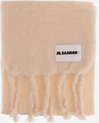 Jil Sander Womens Brushed Mohair Blend Scarf Rose Pink Scarfs