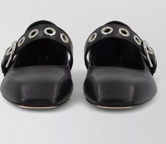 Aeyde uma mary jane shoe eyelet detail square toe