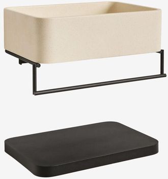 Sklum Lavabo Rectangular 40x30 Cm Con Toallero Integrado En Cemento Y Metal Korab Sklum