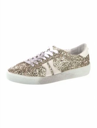 KOIO Womens Leather Glitter Sneakers In Gold