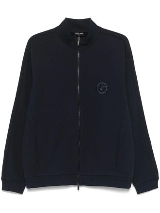 Giorgio Armani logo-embroidered track jacket - Blue
