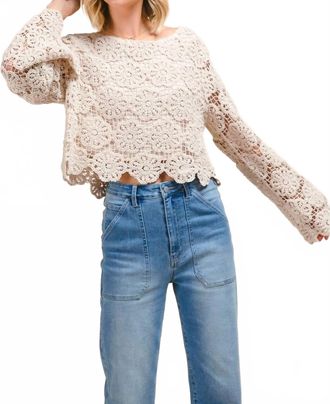 So Me Flower Crochet Crop Top In Beige