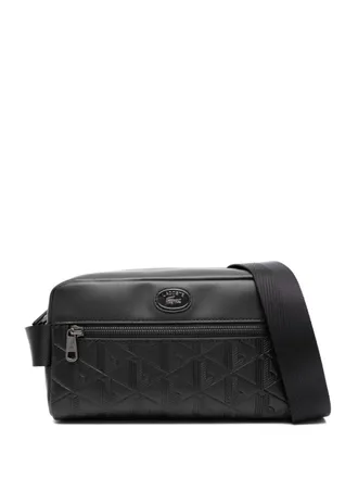 Lacoste Borsa a tracolla con monogramma goffrato - Nero
