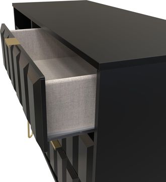 Welcome Furniture Hanover Ready Assembled 3 Drawer TV Unit in Deep Black & Black Matt - Welcome Furniture | TJ Hughes