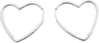 Pandora Ladies Sterling Silver Asymmetrical Heart Hoop Earrings