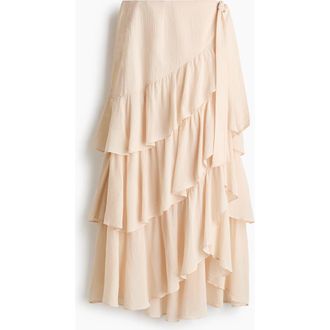 H&M Tiered Wrap Skirt in Light Beige at Nordstrom, Size X-Small