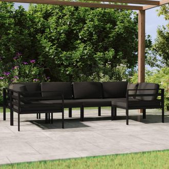 vidaXL Set Muebles De Jard&iacute;n 6 Pzas Y Cojines Aluminio Gris Antracita Vidaxl