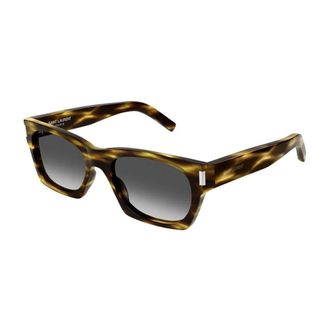 Saint Laurent Sunglasses, unisex, Brown, 54 MM, New Wave Rectangular Sunglasses with Metal Details