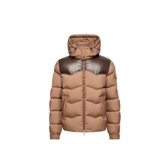 Moncler Moncler Ravelis Hooded Zig-zag Quilted Short Down Jacket, Men, Beige, Size: 0