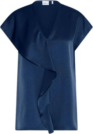 Marella Conico Semi-Sheer Top - Dames - Blouses - Blauw - L - Polyester - Overhemden