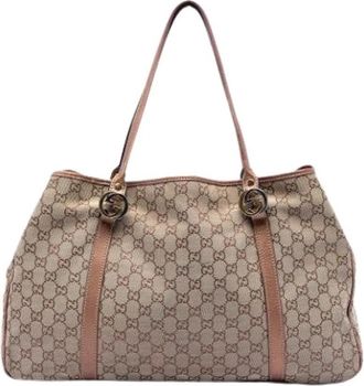 Gucci Pre-owned The Twins Tote Bag - Dames - Vintage Shopper - Beige - ONE Size - Leer - Vintage