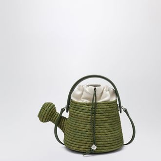 Loewe Green raffia and calfskin bucket bag