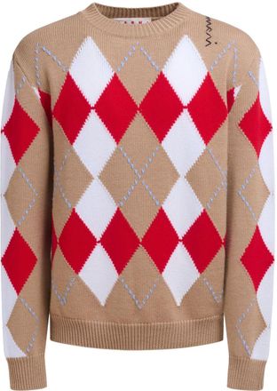 Marni Trui met argyle-intarsia - Beige