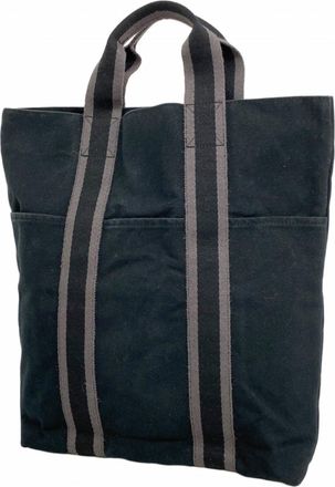 Herm&egrave;s Black Canvas Tote Bag (Pre-Owned)