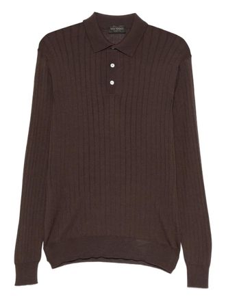 Dell'Oglio Poloshirt met lange mouwen - Bruin